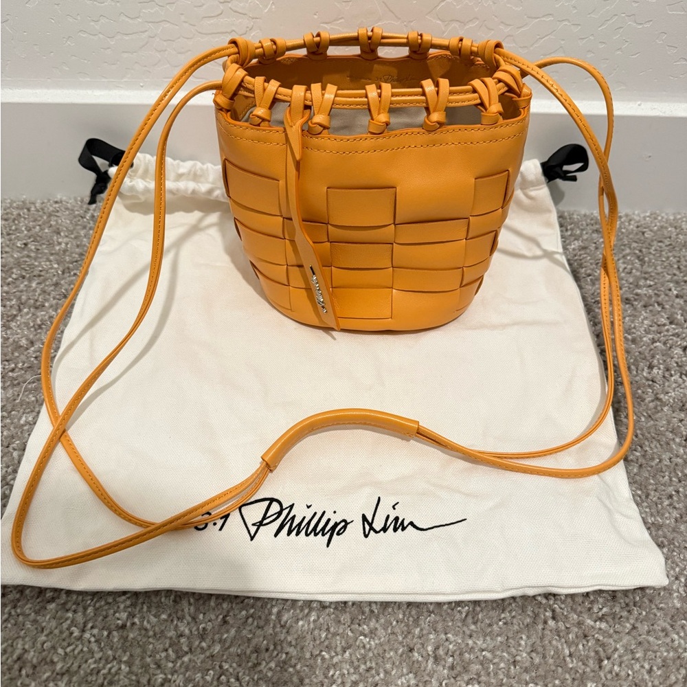 3.1 Phillip Lim Orange Woven Mini Bucket Bag